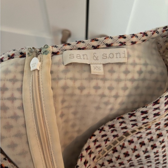 Anthropologie San & Soni Cross Stitch Wool Flounce Fit & Flare Dress Size XS - Picture 2 of 8